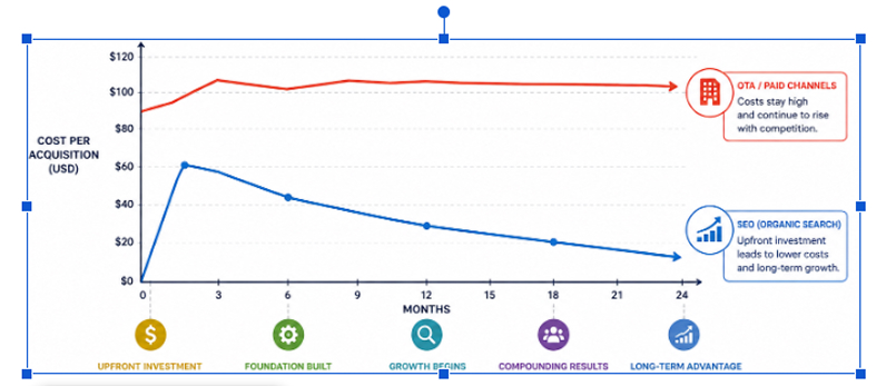 Cost comparison over time for channels